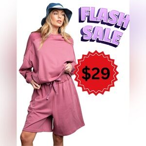 #441. 🌵Easel Hoodie & Shorts Set - Dried Rose